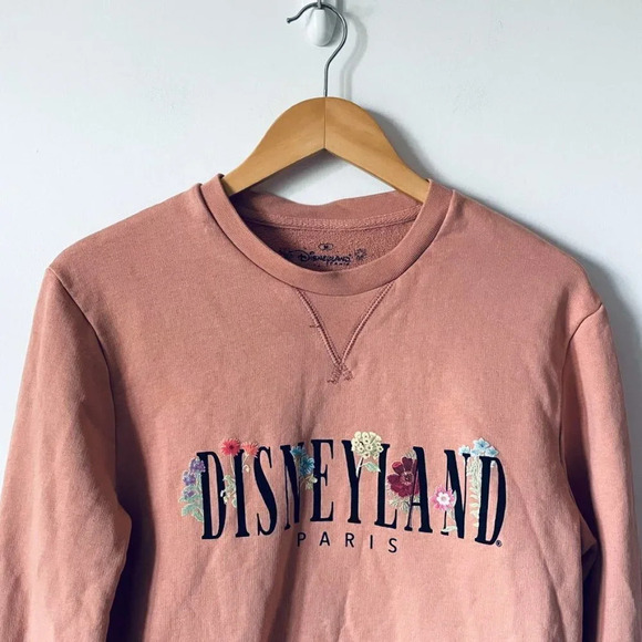 Disneyland Paris Flowers Cotton Sweatshirt Rose Blush Pink Size Medium - Picture 2 of 5
